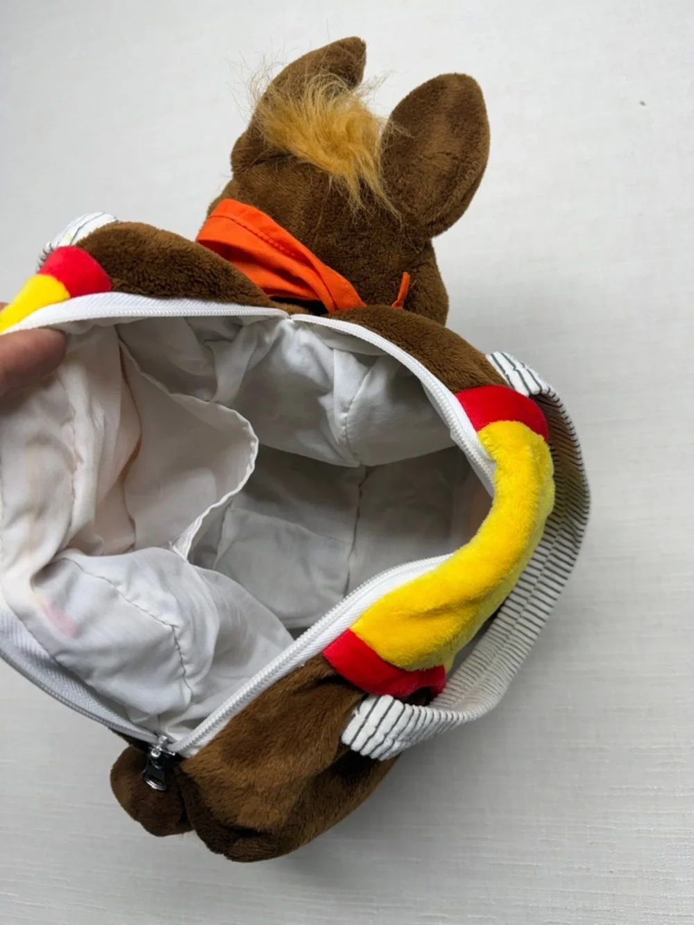 Kids Brown Plush Horse Shoulder Bag with Yellow Saddle